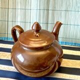 Pillivuyt brown bistro teapot with offset spout