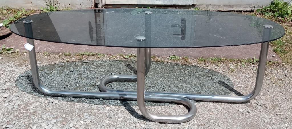 Metal and glass coffee table
