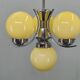 Art Deco Chrome and Opaline Glass Chandelier, Czechoslovakia