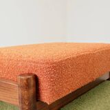 Scandinavian orange/green boucle stools set of 2