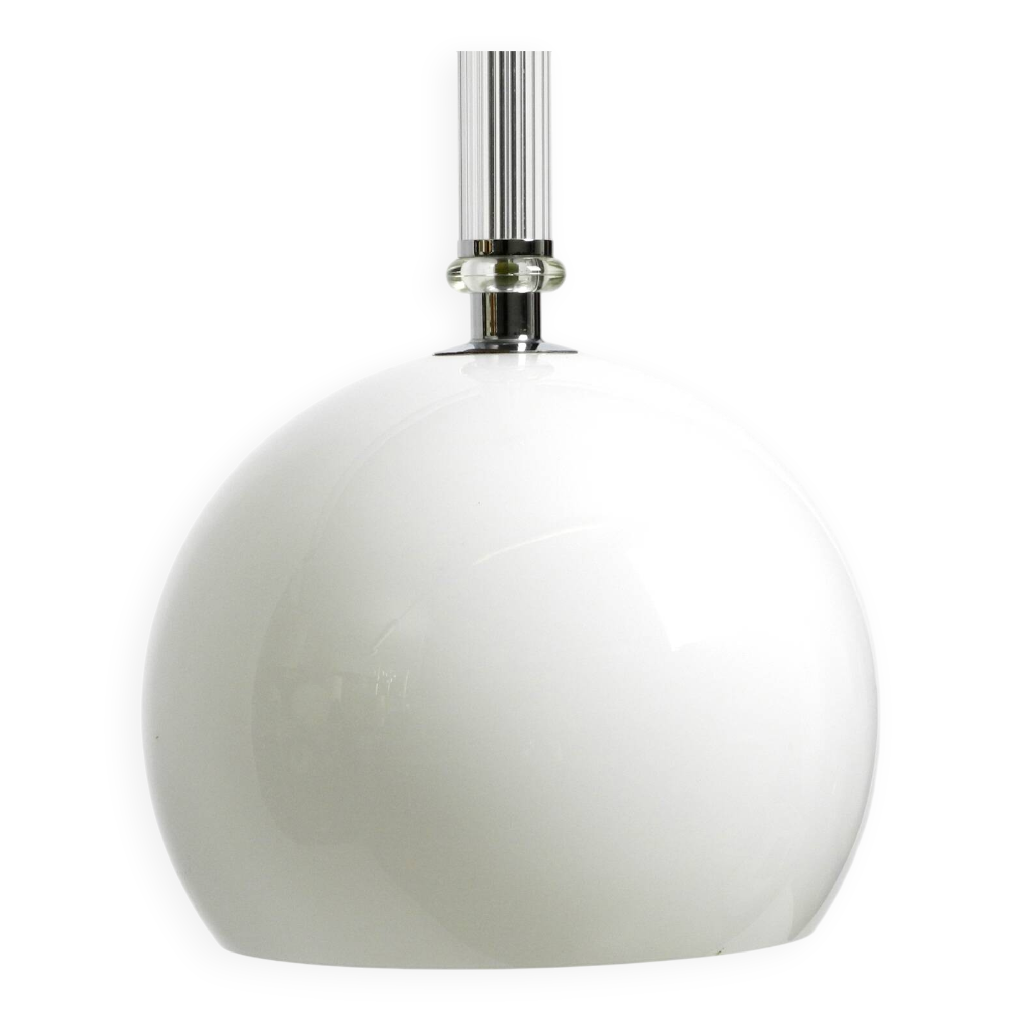 Large Czech Mid Century glass ceiling lamp with glass shade and glass rod