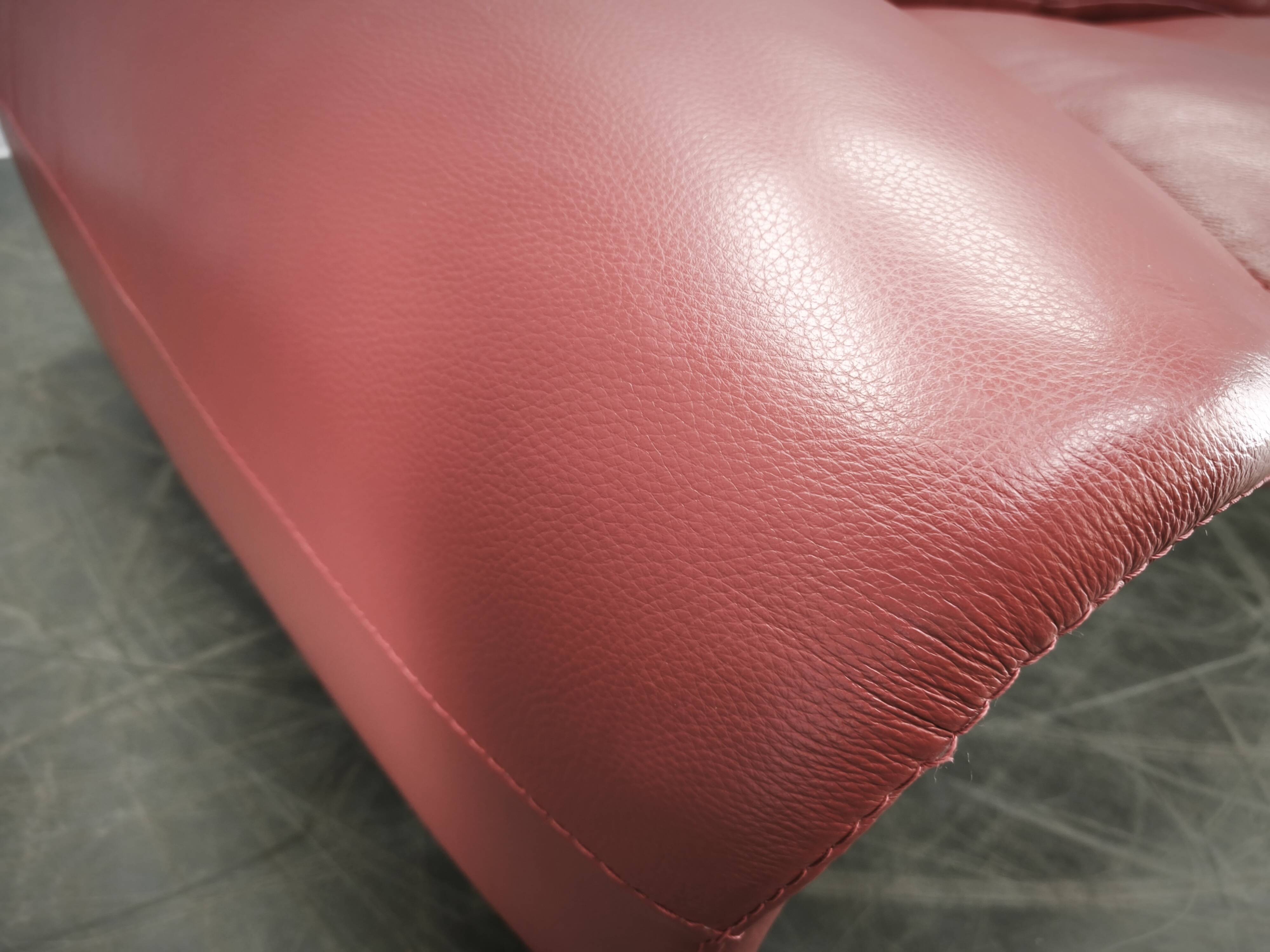 Italian Red Leather Sofa by Divanotti, Postmodern, 1990s
