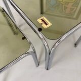 Morex nesting coffee table in metal and smoked glass, Italian design from the 1980s