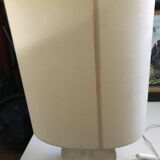 Vintage 70s-80s Lamp - Sculpted Stone Base & Painted Silk Shade