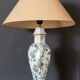 Chinese porcelain lamp mid-twentieth floral decoration wood support
