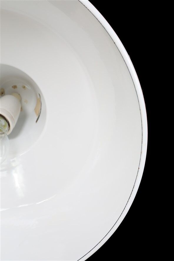 Louis Poulsen / Axel Wedel Madsen “Arbejdspendel” enamel pendant lamp / Danish industrial design / orange