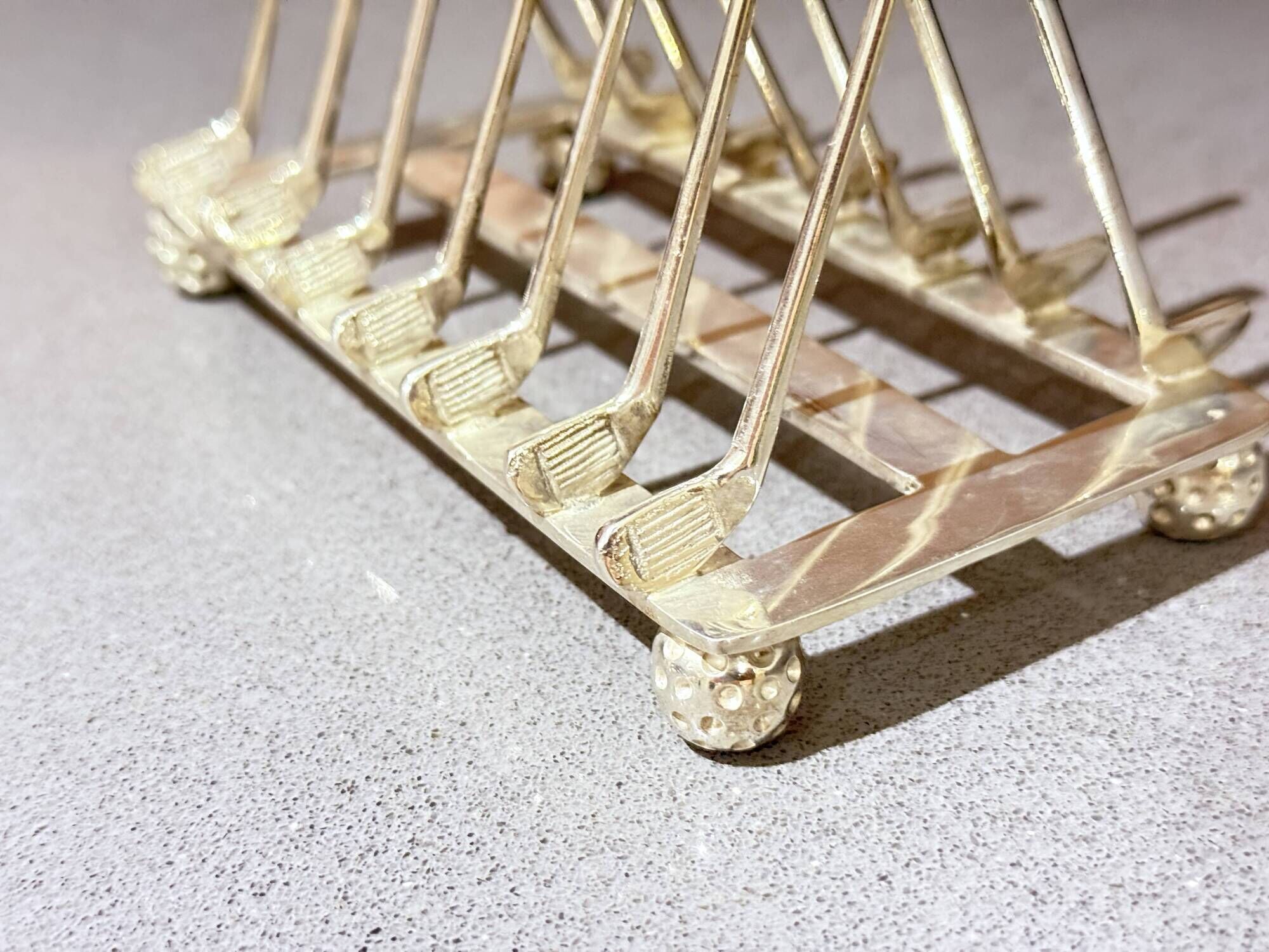 Art Deco Silver Plated Golf Ball and Club Toast Rack – Vintage Luxury Tableware