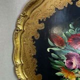 Round painted wooden platter