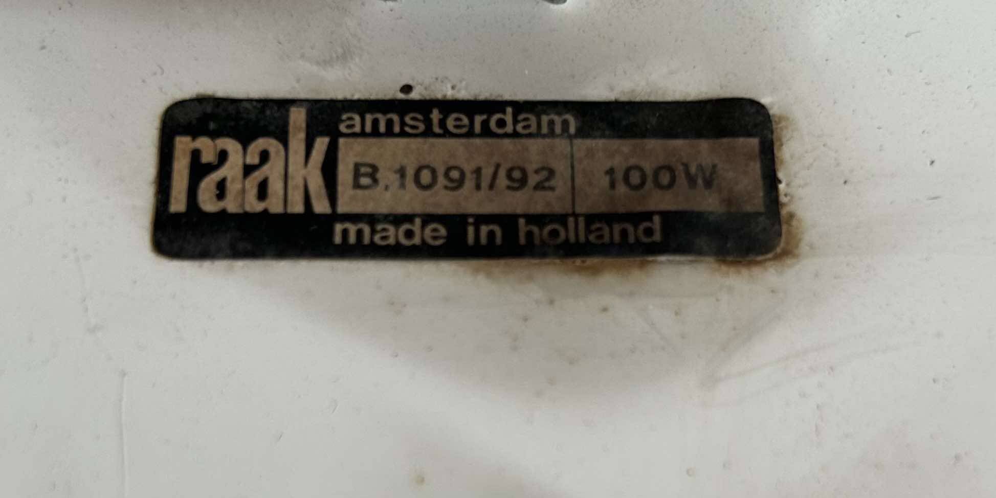 Pair of vintage opaline and metal wall lights, Raak Holland 1970
