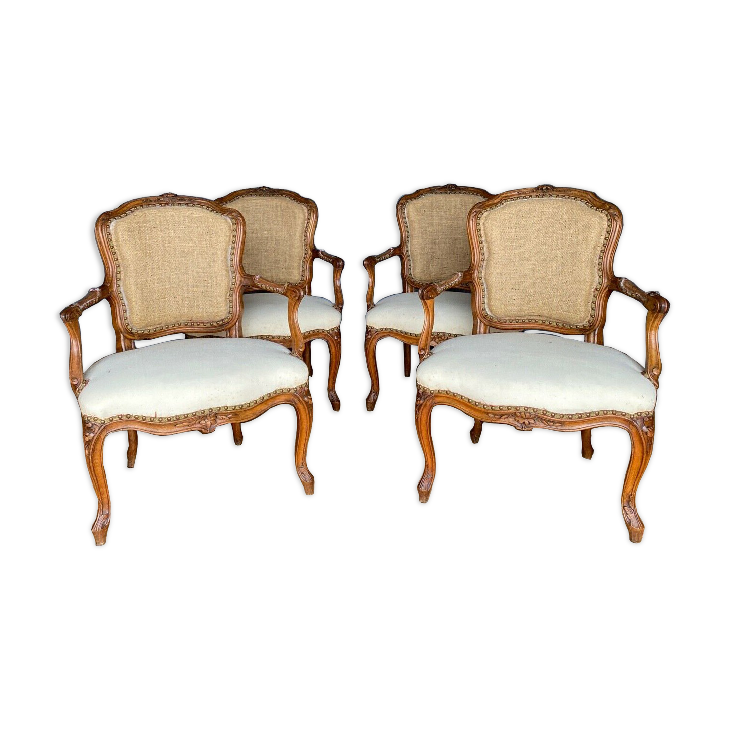 SUITE 4 ARMCHAIRS FRENCH PARIS LOUIS XV ERA STAMP FALCONET
