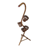 Vintage serpent plant stand in rattan and bamboo - 1960s