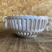 Coupe vide poche empire malicorne céramique blanche ajourée vintage #d