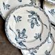 6 flat plates Lunéville in blue ironstone, "Tulip" service