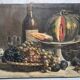Painting by gaston ploquin (1882-1970) grapes, still life of fruits