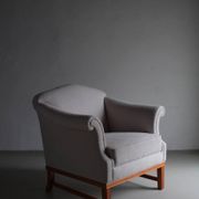Fauteuil lounge gris bouclé | Suède | Années 1940
