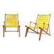 2 Yellow Spaghetti Armchairs in Beech, Garden Lounge Chairs, 1960s
