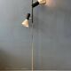 Vintage black mid-century floor lamp with two aluminum spots