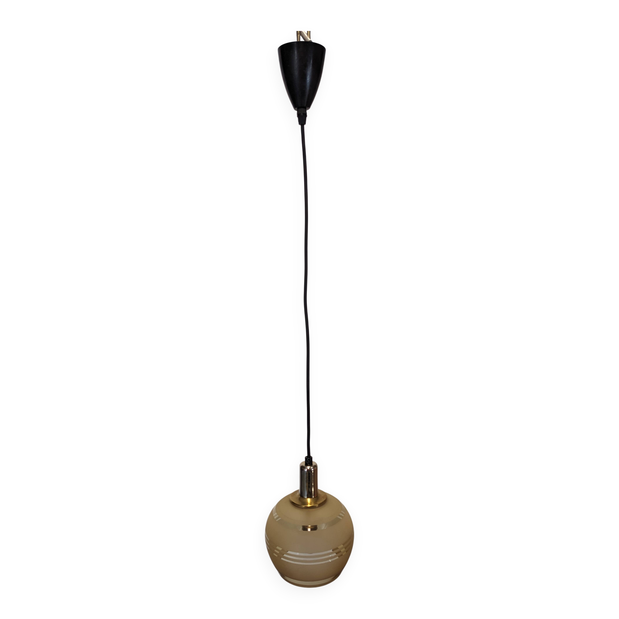 Suspension boule en verre doré de style Art déco