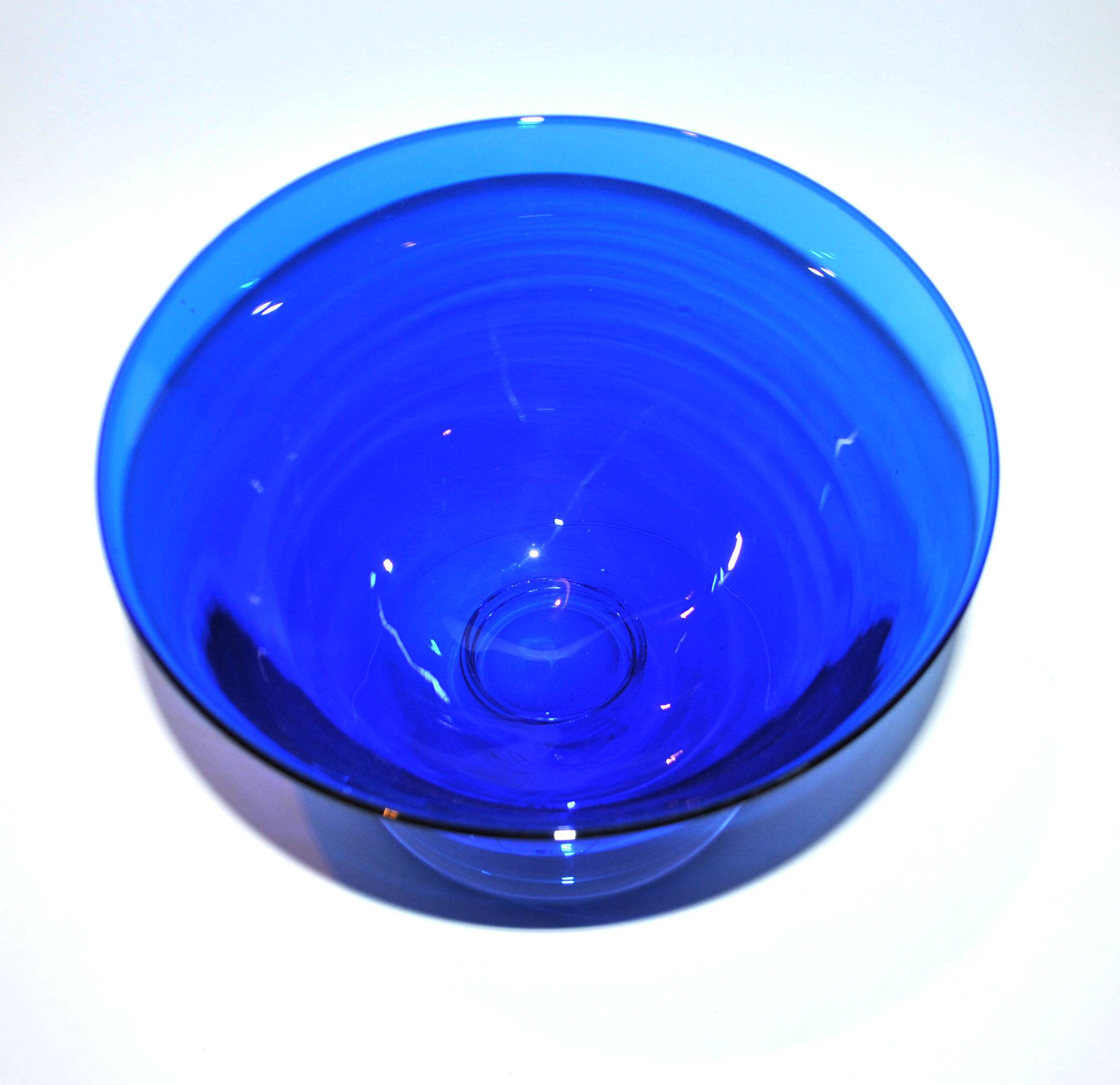 Vintage blue crystal salad bowl from the lancel paris brand