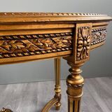 Louis XVI style oval table with marble top, 19th century