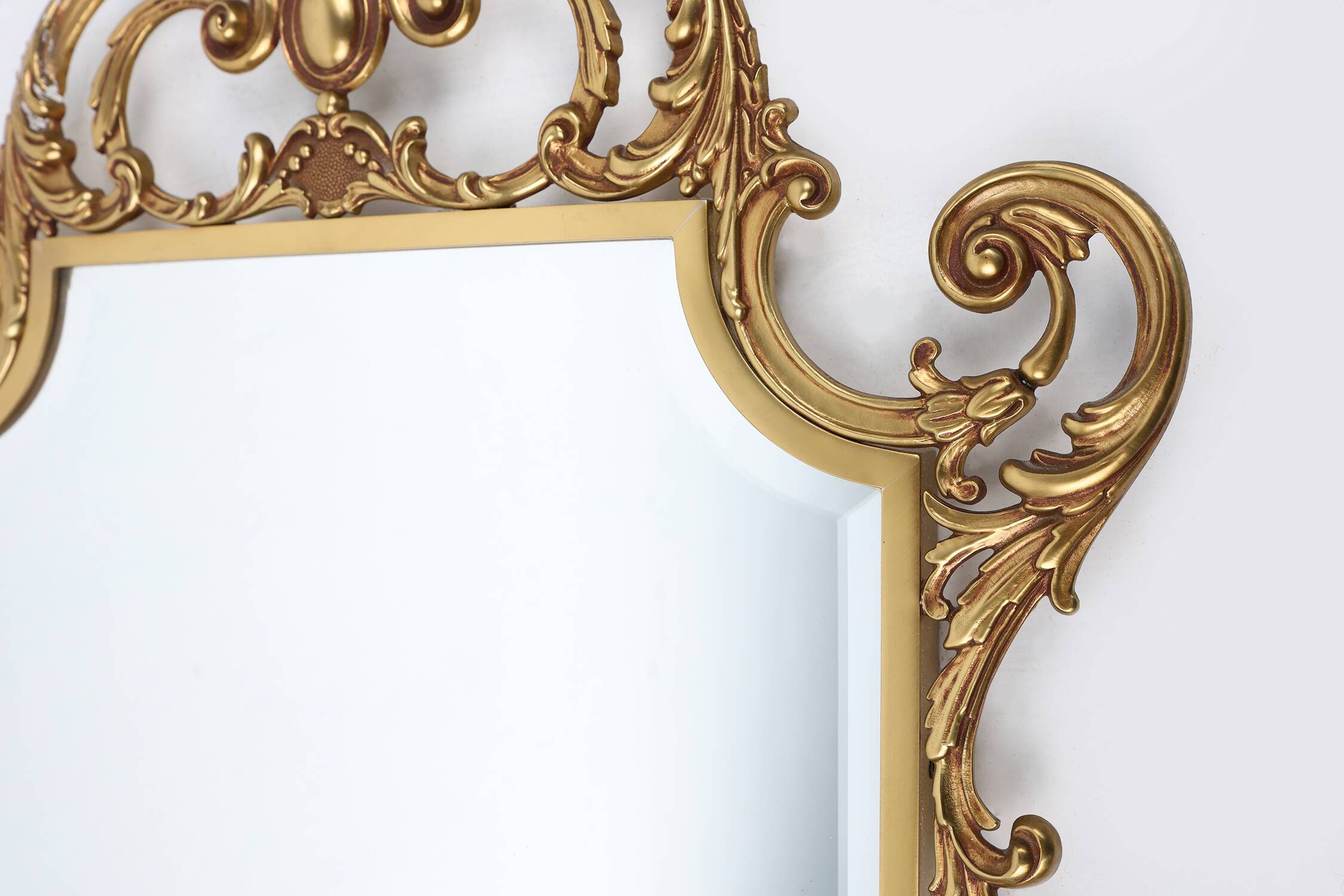 Solid copper 20th Century French Louis XV style beveled wall mirror