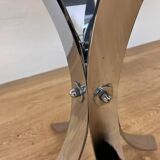 1970s Mid-century steel chrome and smoked glass dining table