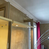 Library, vintage glass and gold aluminium display case, 1980s.