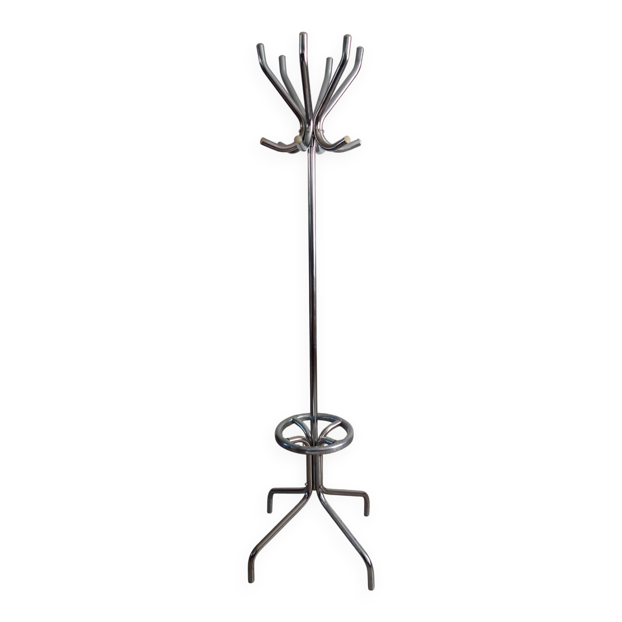 Parrot coat rack, chrome steel, 1970s.