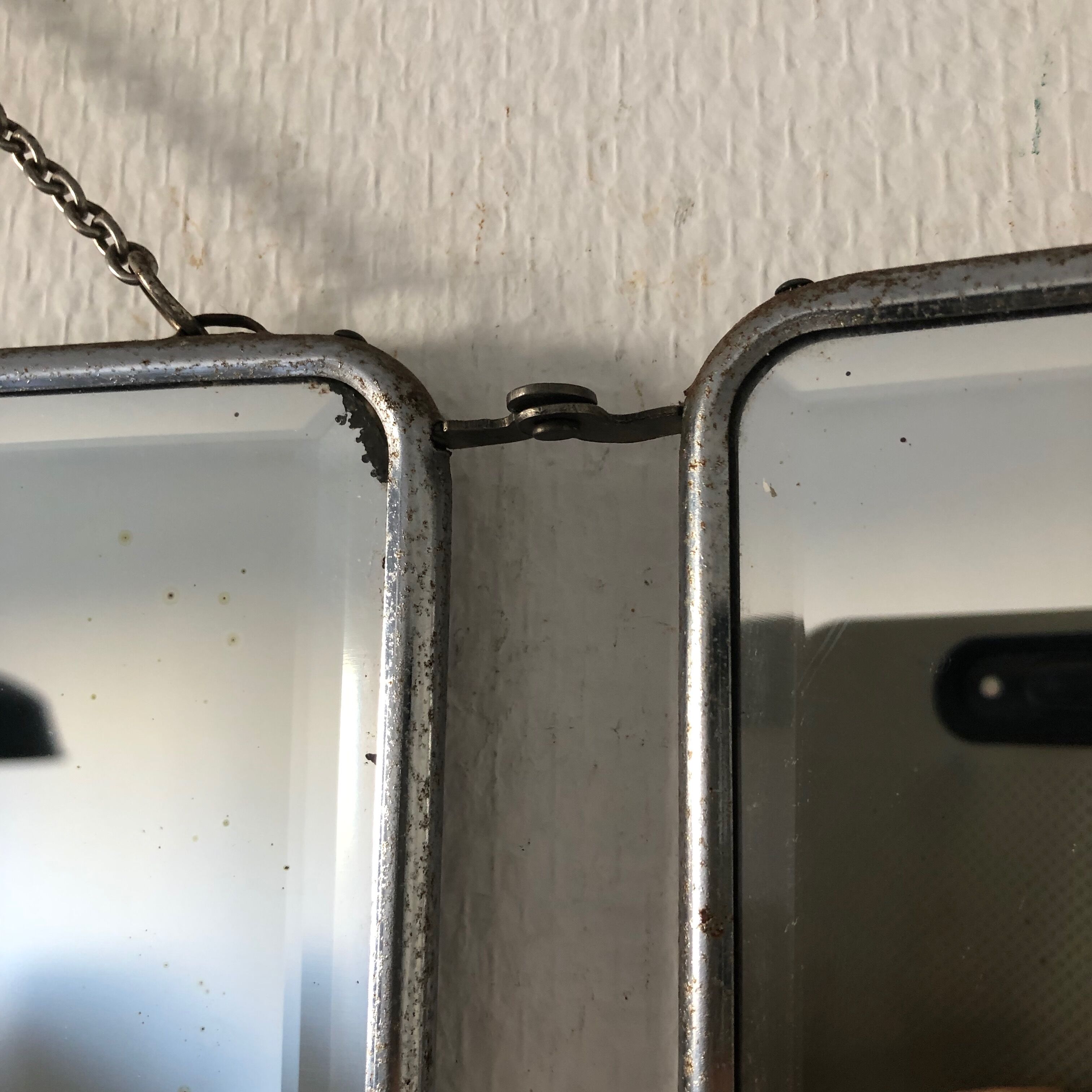 Barber triptych mirror 28x69cm vintage 1960