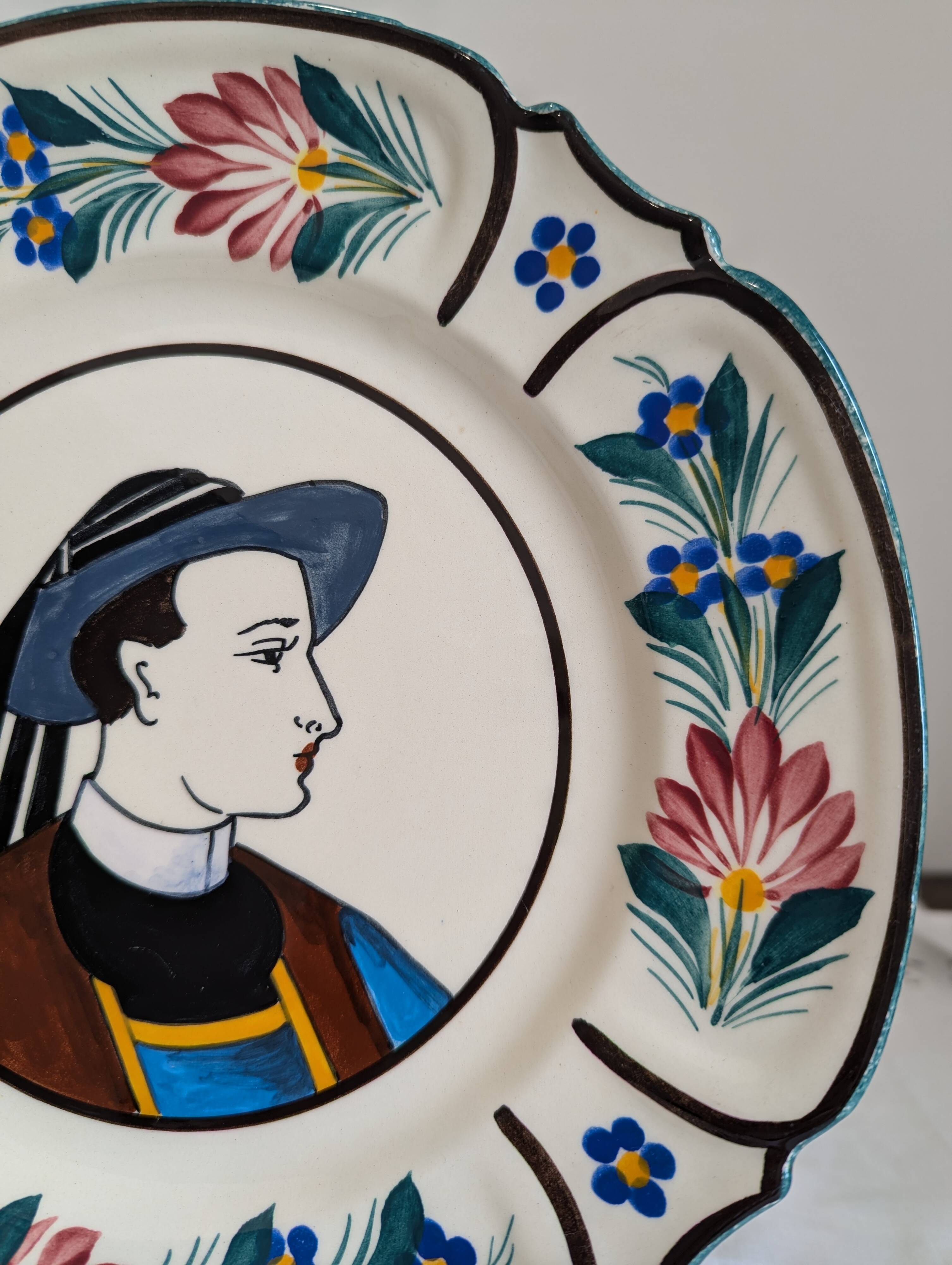 Old Breton HB Quimper plate