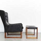 Fauteuil à oreilles et repose-pieds vintage par Rudolf Glatzel pour Kill In