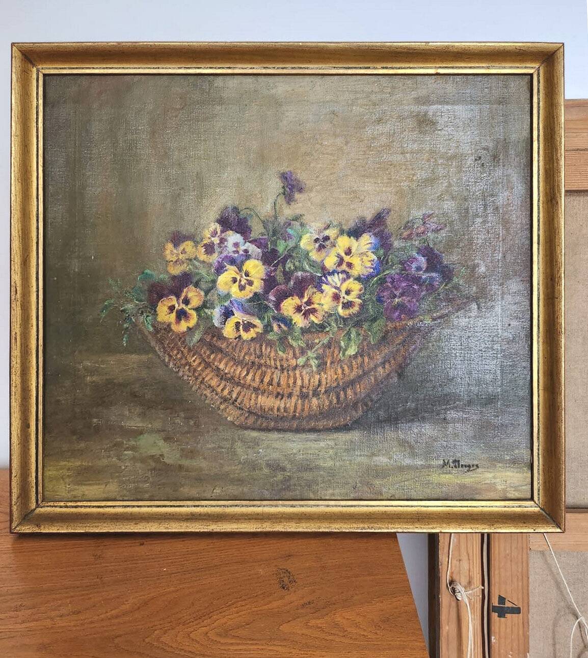 19th century oil painting bouquet of flowers