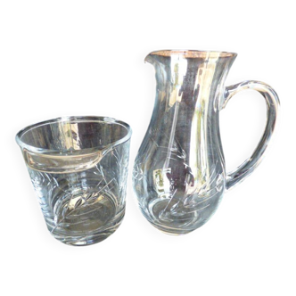 Set of 2 pieces with wheat ear pattern, including 1 jug and 1 ice bucket.