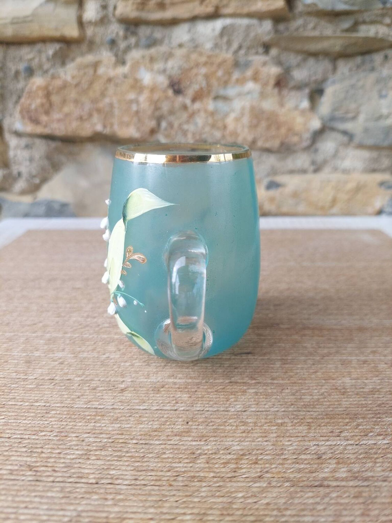 Tasse/choppe en verre émaillé