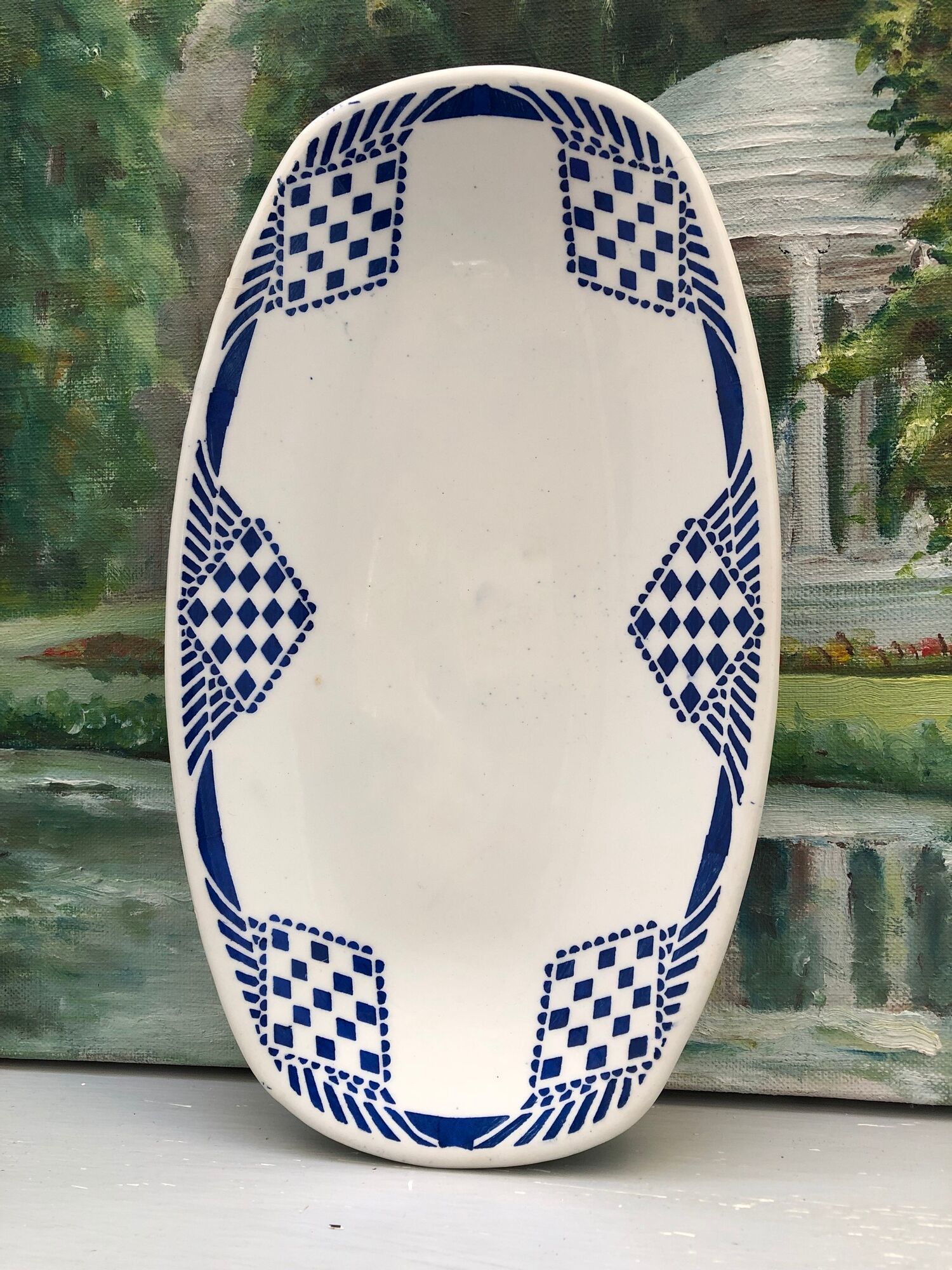 Ravier dish signed Moulin des loups Hamage Orchies Nord France model Pantin