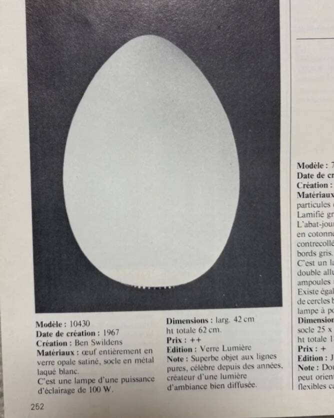 Egg lamp, model 10430, Ben Swildens
