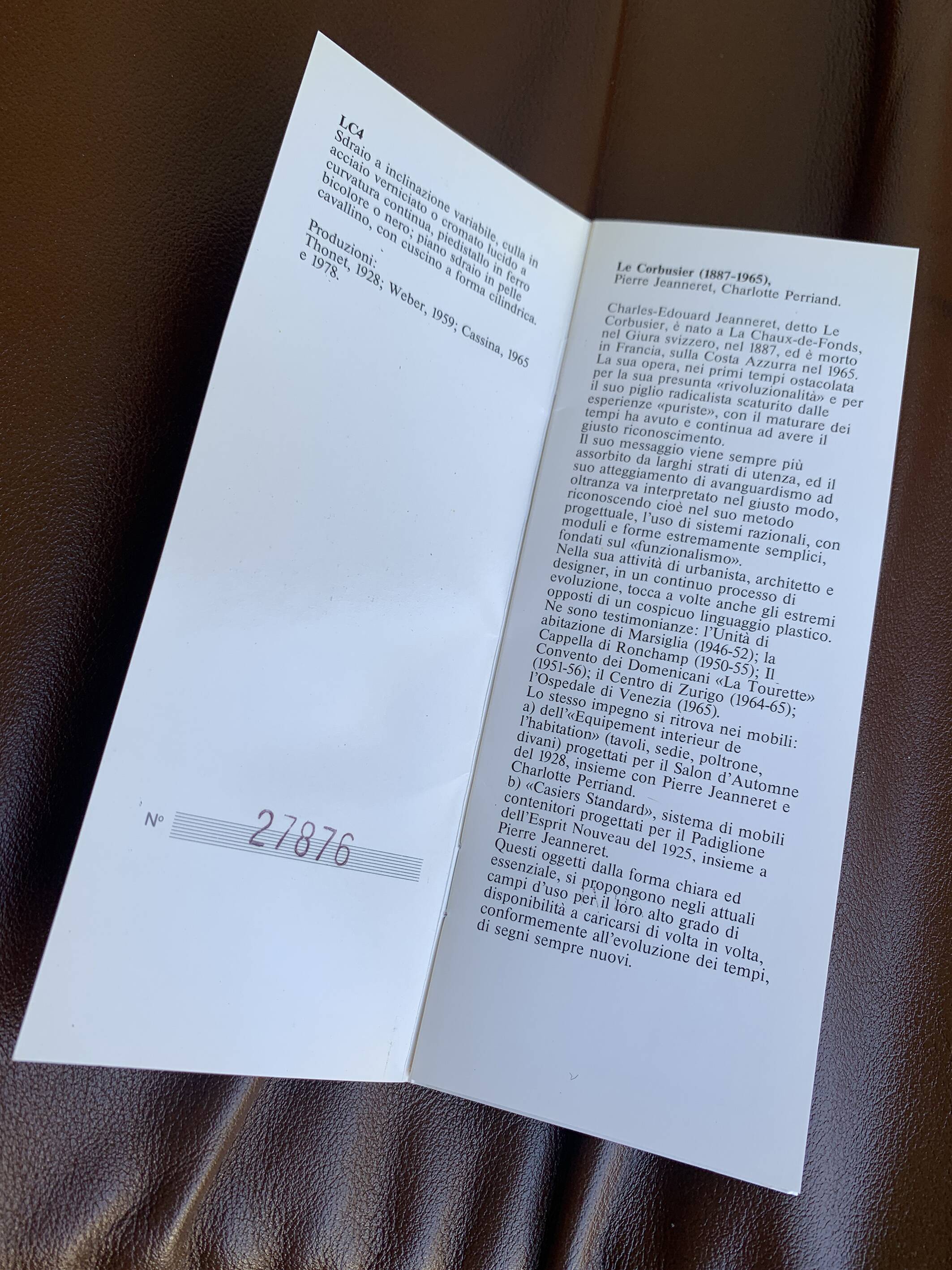 LC4 brown leather by Le Corbusier, Jeanneret & Perriand, Cassina, 1980