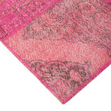 Handmade anatolian vintage 200 cm x 302 cm pink patchwork rug