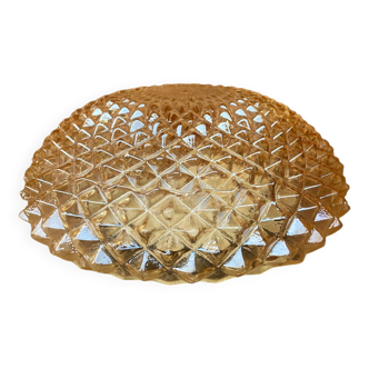 Plafonnier vintage en verre ambré pointe de diamant