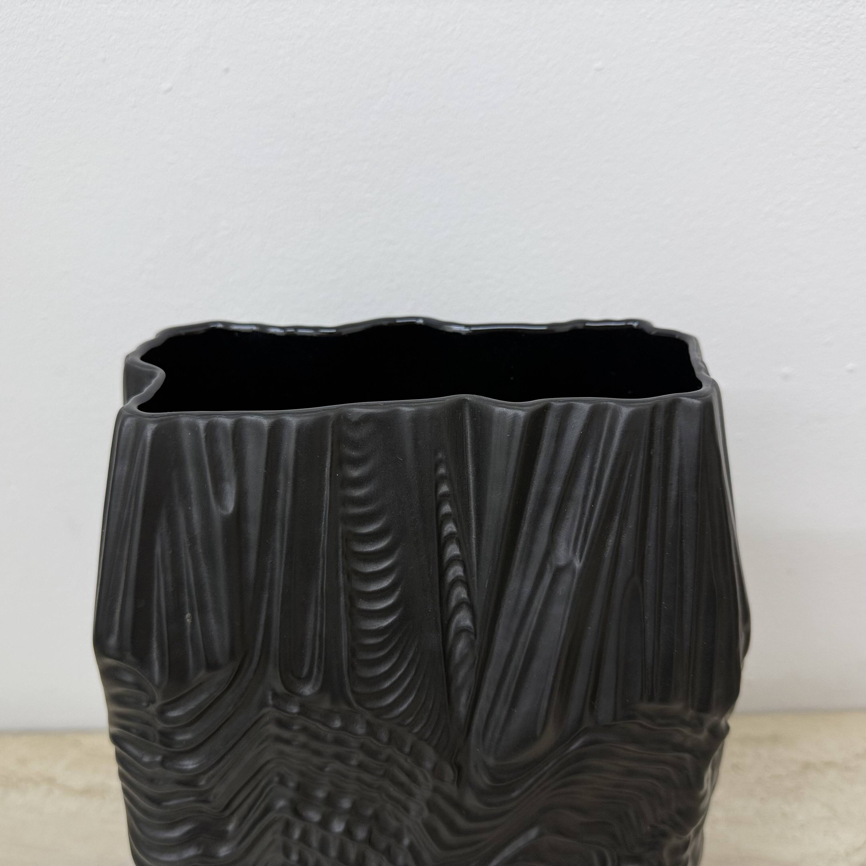 Rare Large Porcelain Rare Black ‘Kaskade’ Vase Martin Freyer for Rosenthal