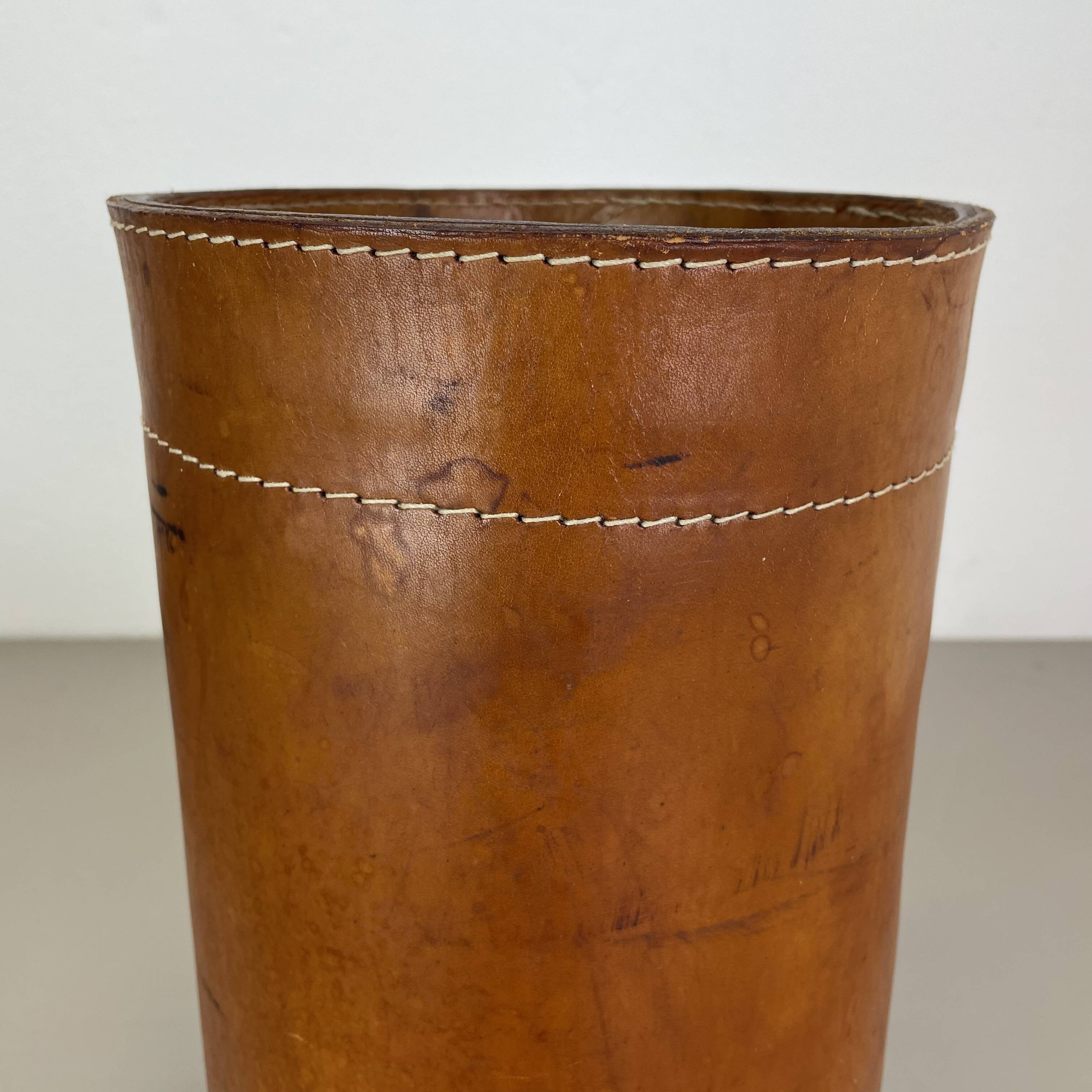 lovely real leather paper bin basket by Torben Ørskov & Co Denmark, 1960s