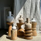 Handcrafted terracotta vase painted white with double handles h:40 d:30
