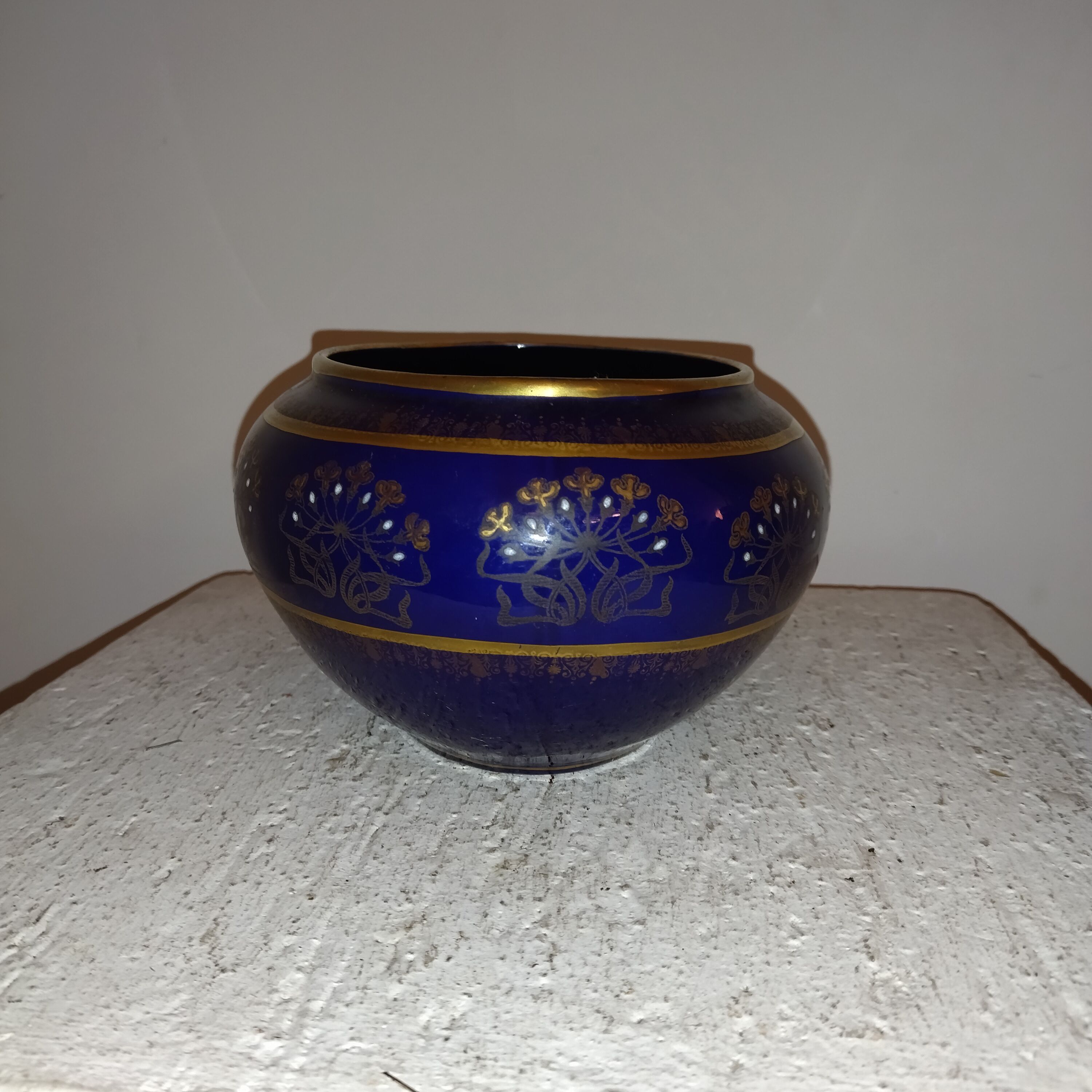 Planter vase or potenware cache enamels art-nouveau 1900