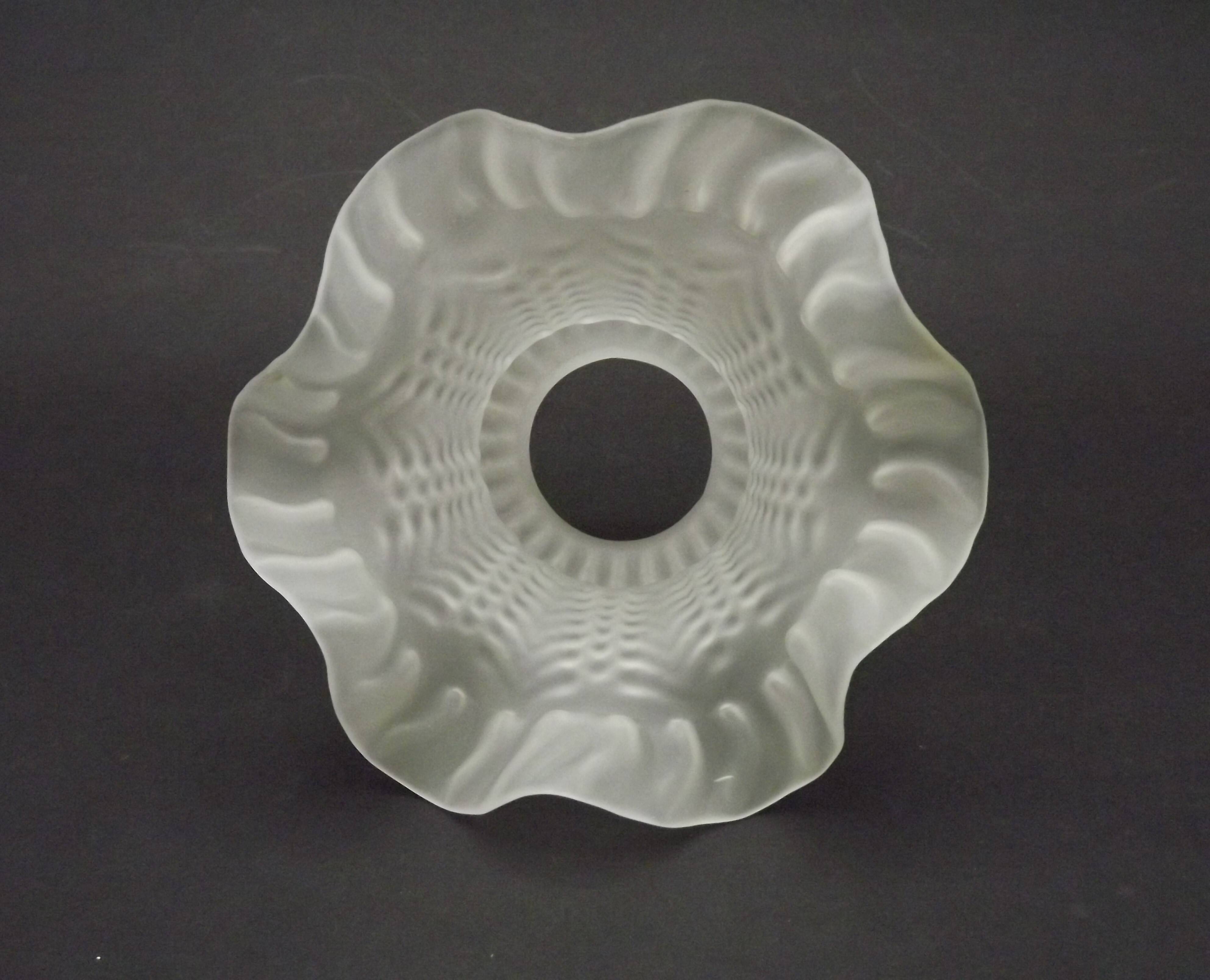 French vintage white opaque glass replacement shade with frilled edge.