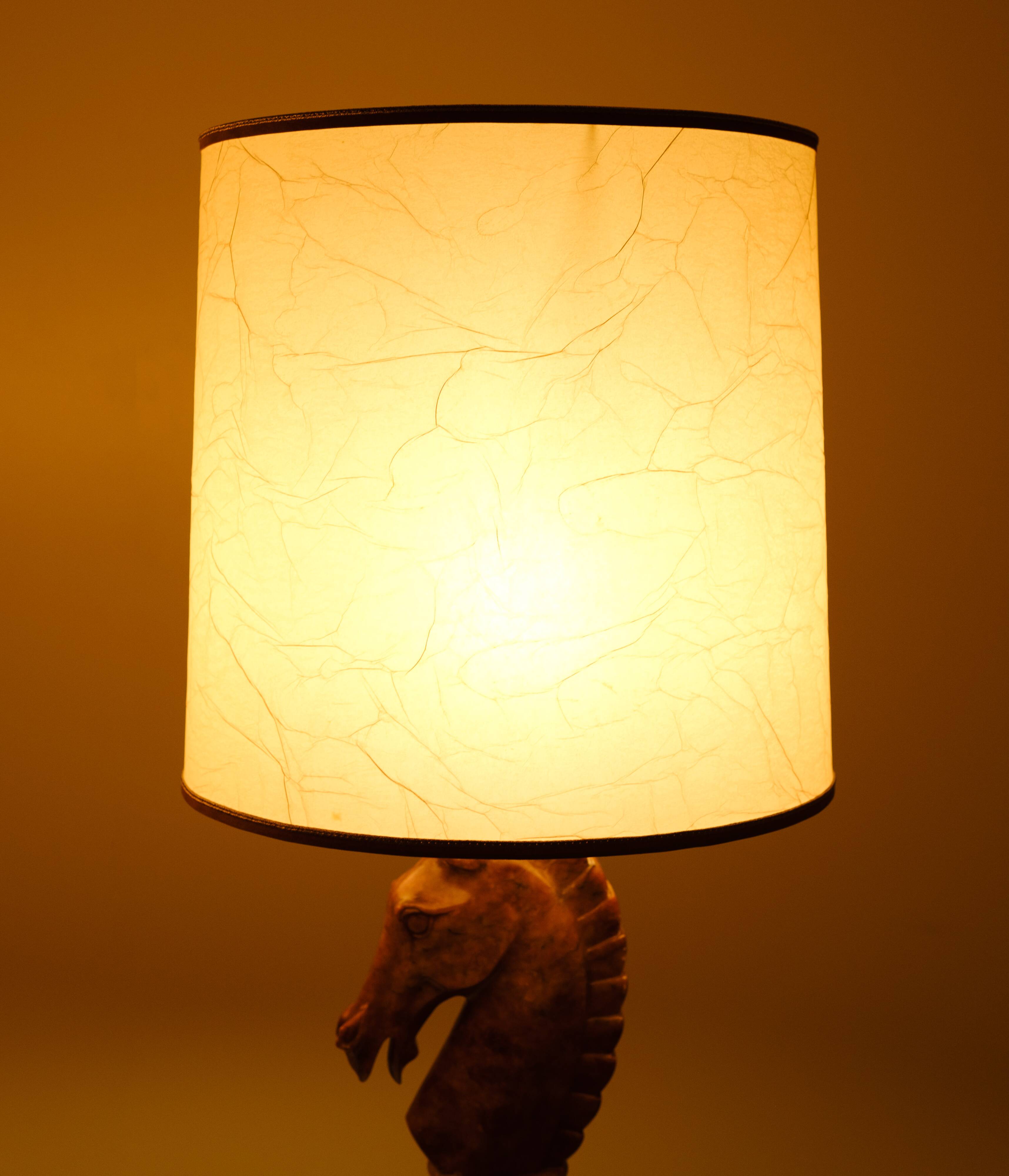 Large Horse Head Chess Knights Lamp in Carved Alabaster, taly, 1960s, Set of 2