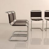 Set of 4 "S33" chairs in brown leather by Mart Stam for Gavina 60's