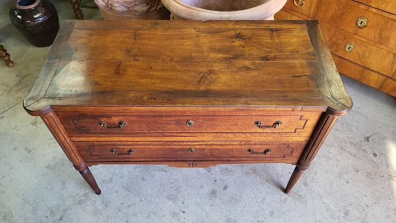 LOUIS XVI COMMODE WITH 2 DRAWERS IN SOLID WALNUT FROM THE 19TH CENTURY
