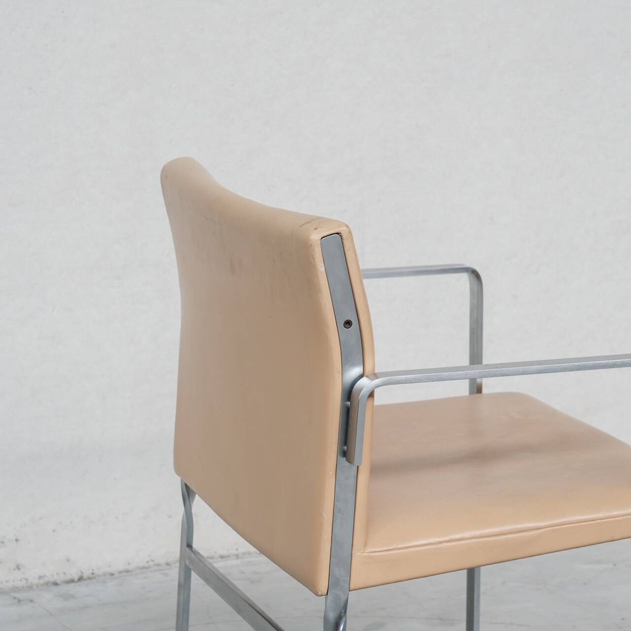 Set of Six Hans J Wegner 'JH811' Mid-Century Steel and Leather Dining Chairs