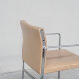 Set of Six Hans J Wegner 'JH811' Mid-Century Steel and Leather Dining Chairs