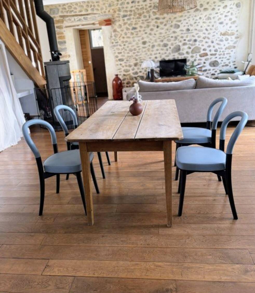 Set of 4 Göteborg chairs by Erik Gunnar Asplund for Cassina, blue leather.